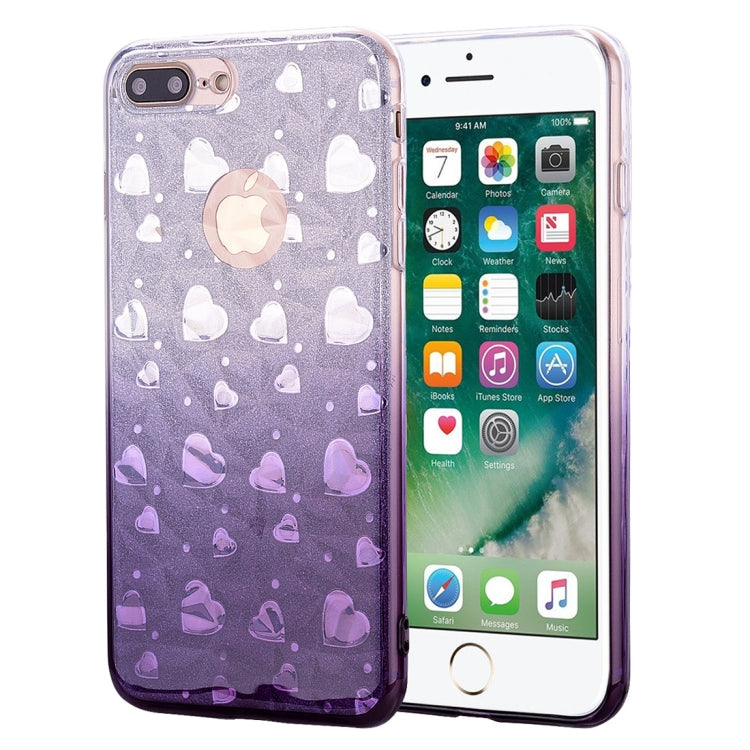 Heart Pattern Diamond Texture TPU Protector Back Cover Case for iPhone 8 Plus / 7 Plus