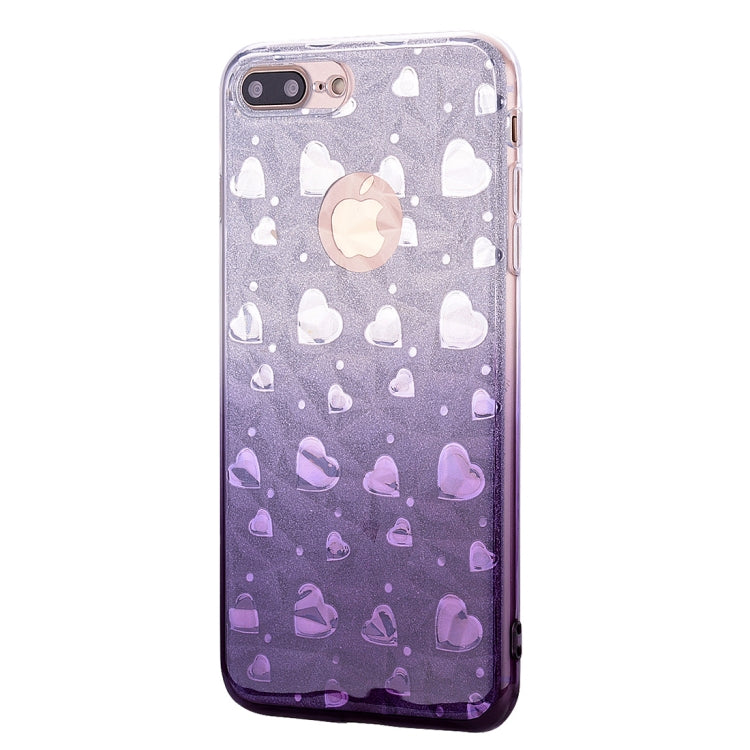 Heart Pattern Diamond Texture TPU Protector Back Cover Case for iPhone 8 Plus / 7 Plus