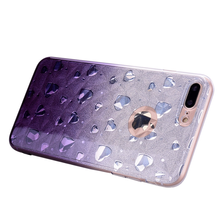 Heart Pattern Diamond Texture TPU Protector Back Cover Case for iPhone 8 Plus / 7 Plus
