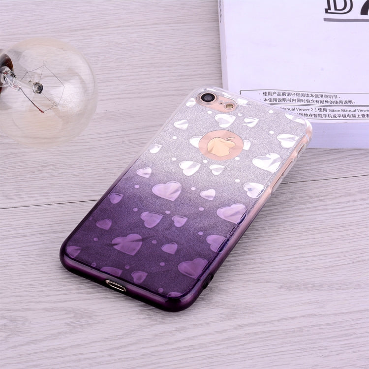 Heart Pattern Diamond Texture TPU Protector Back Cover Case for iPhone 8 Plus / 7 Plus