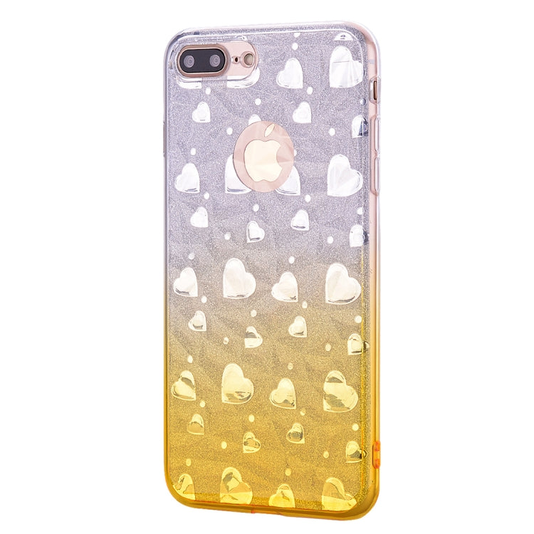 Heart Pattern Diamond Texture TPU Protector Back Cover Case for iPhone 8 Plus / 7 Plus