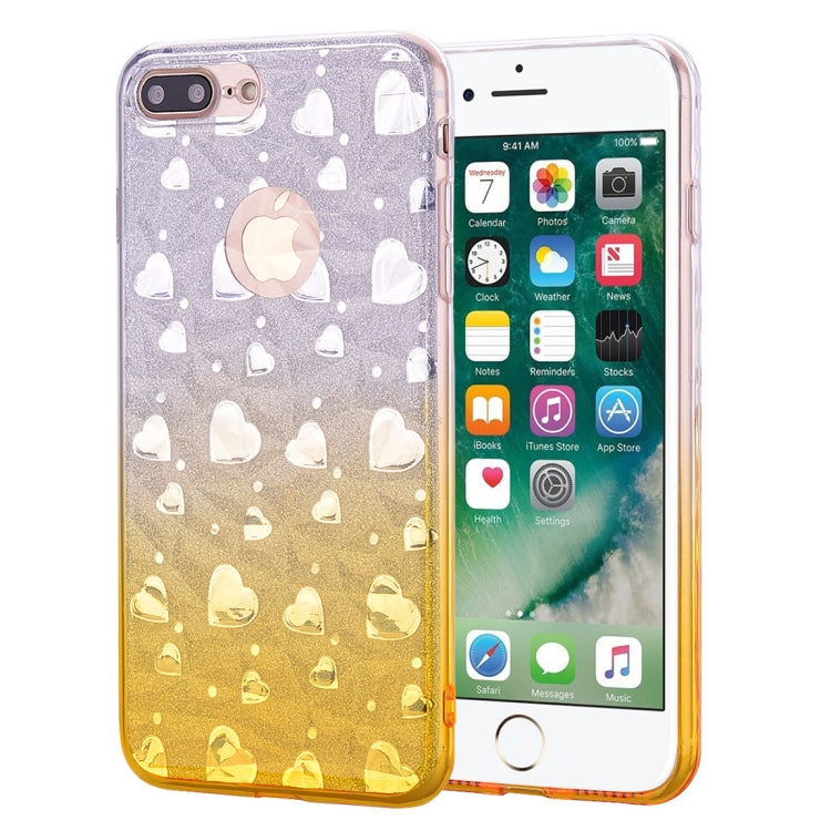 Heart Pattern Diamond Texture TPU Protector Back Cover Case for iPhone 8 Plus / 7 Plus