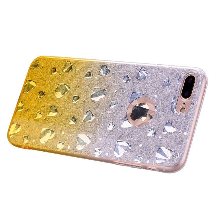 Heart Pattern Diamond Texture TPU Protector Back Cover Case for iPhone 8 Plus / 7 Plus