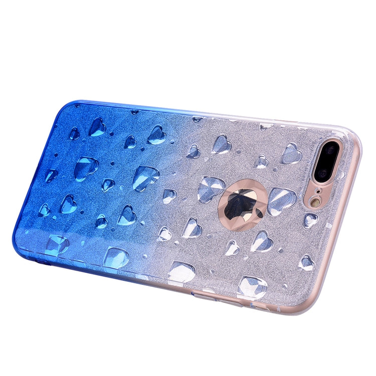 Heart Pattern Diamond Texture TPU Protector Back Cover Case for iPhone 8 Plus / 7 Plus