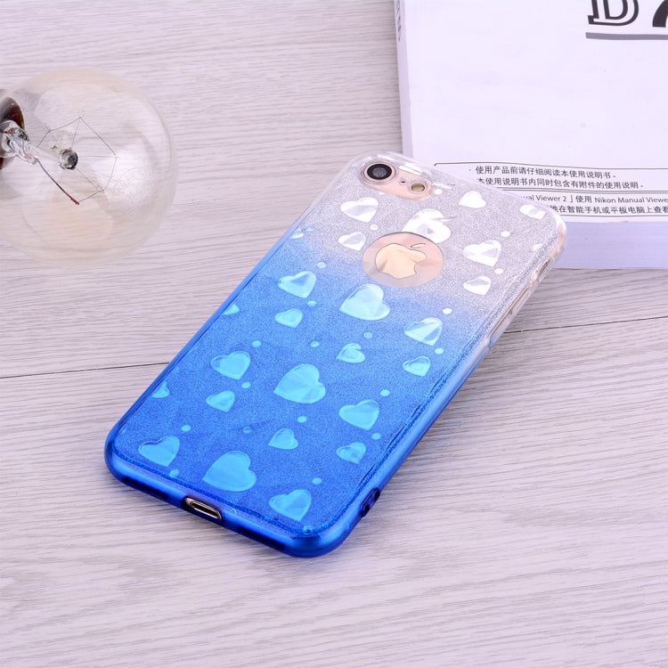 Heart Pattern Diamond Texture TPU Protector Back Cover Case for iPhone 8 Plus / 7 Plus