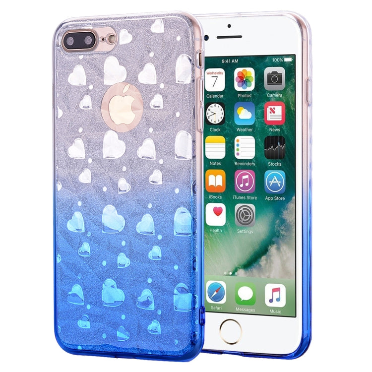 Heart Pattern Diamond Texture TPU Protector Back Cover Case for iPhone 8 Plus / 7 Plus