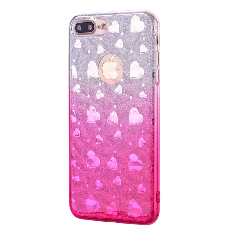 Heart Pattern Diamond Texture TPU Protector Back Cover Case for iPhone 8 Plus / 7 Plus
