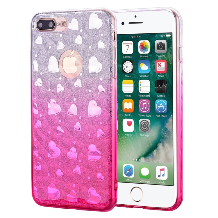 Heart Pattern Diamond Texture TPU Protector Back Cover Case for iPhone 8 Plus / 7 Plus
