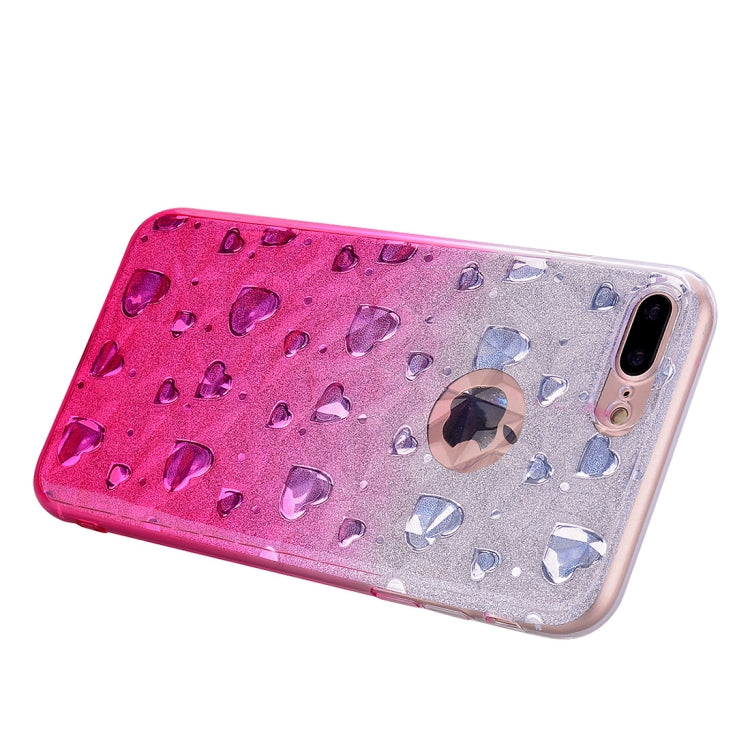 Heart Pattern Diamond Texture TPU Protector Back Cover Case for iPhone 8 Plus / 7 Plus