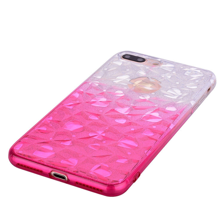 Heart Pattern Diamond Texture TPU Protector Back Cover Case for iPhone 8 Plus / 7 Plus