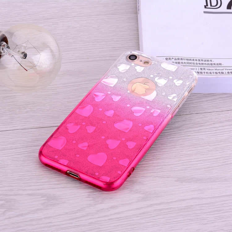 Heart Pattern Diamond Texture TPU Protector Back Cover Case for iPhone 8 Plus / 7 Plus