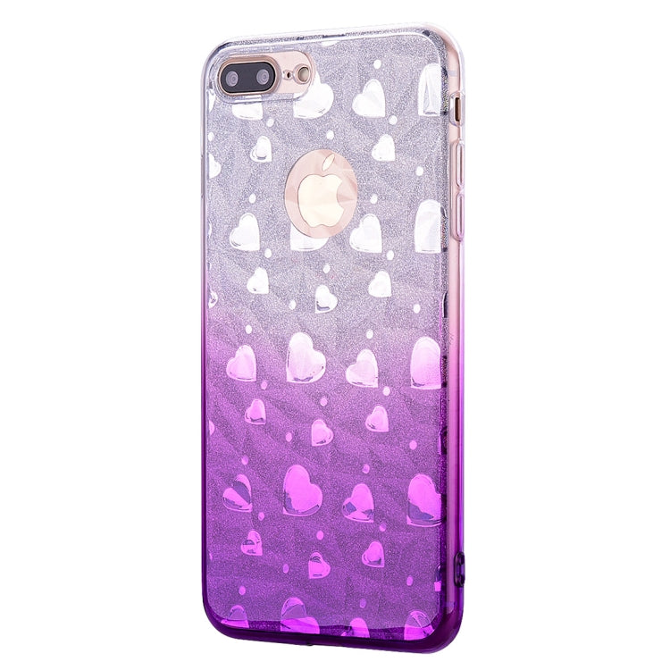 Heart Pattern Diamond Texture TPU Protector Back Cover Case for iPhone 8 Plus / 7 Plus