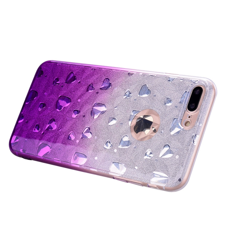 Heart Pattern Diamond Texture TPU Protector Back Cover Case for iPhone 8 Plus / 7 Plus
