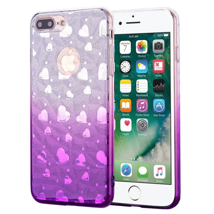 Heart Pattern Diamond Texture TPU Protector Back Cover Case for iPhone 8 Plus / 7 Plus
