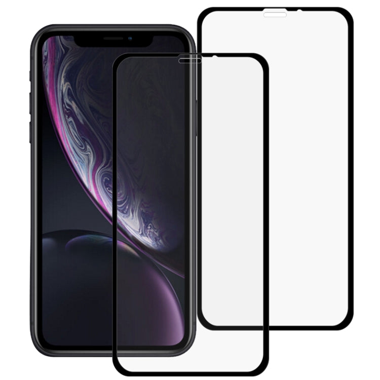 For iPhone 11 / XR 2pcs 9H 10D Full Screen Tempered Glass Screen Protector