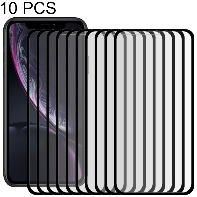 For iPhone 11 / XR 10pcs 9H 10D Full Screen Tempered Glass Screen Protector