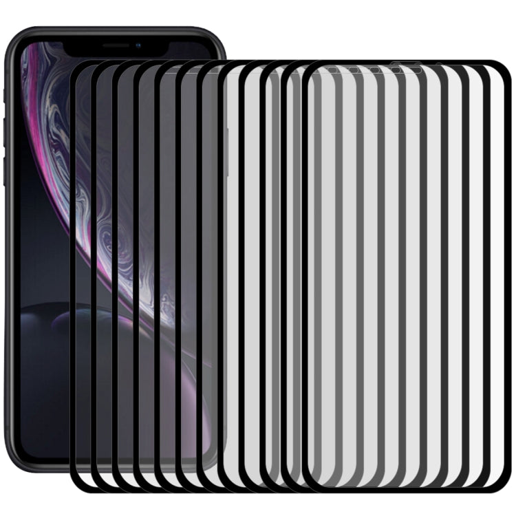 For iPhone 11 / XR 10pcs 9H 10D Full Screen Tempered Glass Screen Protector