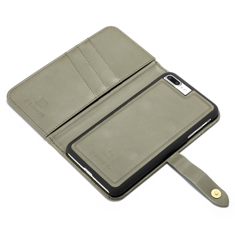 DG.MING Lambskin Detachable Horizontal Flip Magnetic Case for iPhone 8 Plus & 7 Plus, with Holder & Card Slots & Wallet
