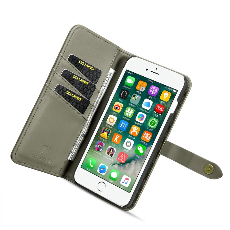 DG.MING Lambskin Detachable Horizontal Flip Magnetic Case for iPhone 8 Plus & 7 Plus, with Holder & Card Slots & Wallet