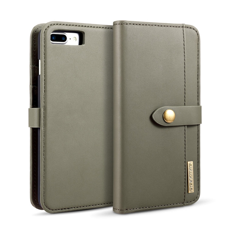 DG.MING Lambskin Detachable Horizontal Flip Magnetic Case for iPhone 8 Plus & 7 Plus, with Holder & Card Slots & Wallet
