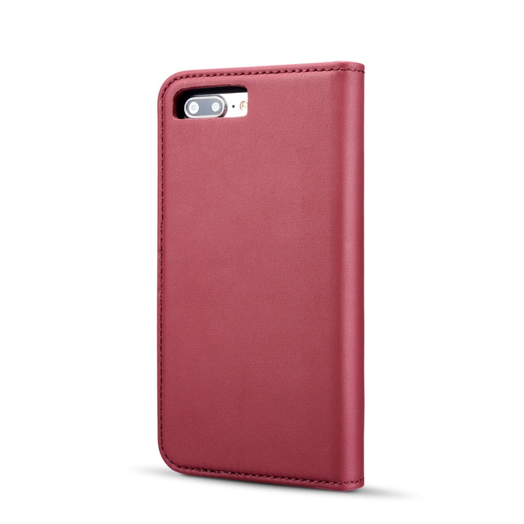 DG.MING Lambskin Detachable Horizontal Flip Magnetic Case for iPhone 8 Plus & 7 Plus, with Holder & Card Slots & Wallet