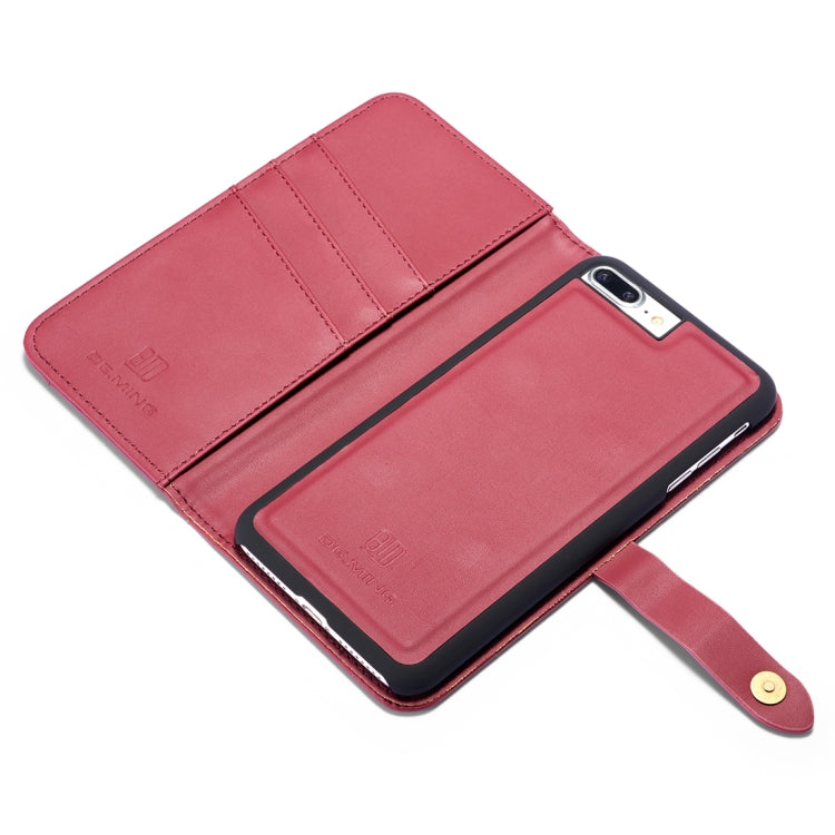 DG.MING Lambskin Detachable Horizontal Flip Magnetic Case for iPhone 8 Plus & 7 Plus, with Holder & Card Slots & Wallet