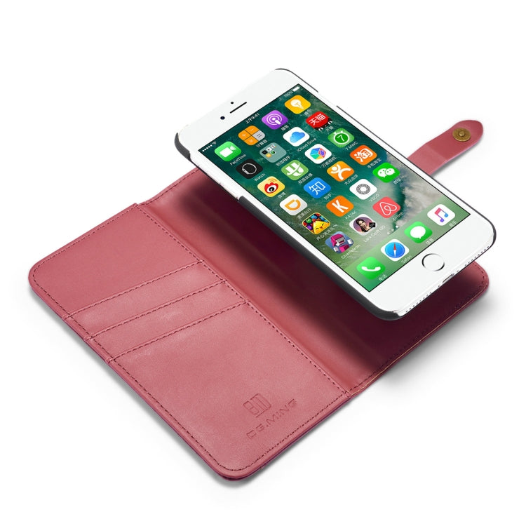 DG.MING Lambskin Detachable Horizontal Flip Magnetic Case for iPhone 8 Plus & 7 Plus, with Holder & Card Slots & Wallet