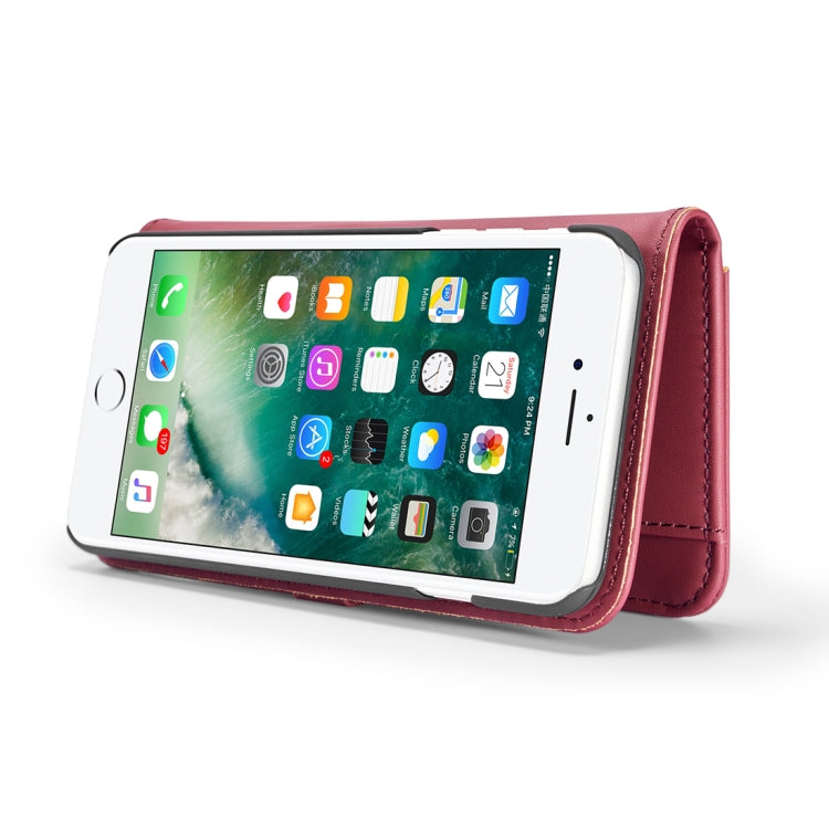 DG.MING Lambskin Detachable Horizontal Flip Magnetic Case for iPhone 8 Plus & 7 Plus, with Holder & Card Slots & Wallet