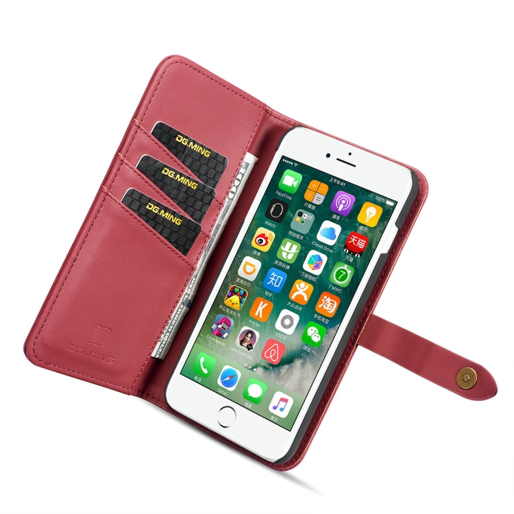 DG.MING Lambskin Detachable Horizontal Flip Magnetic Case for iPhone 8 Plus & 7 Plus, with Holder & Card Slots & Wallet