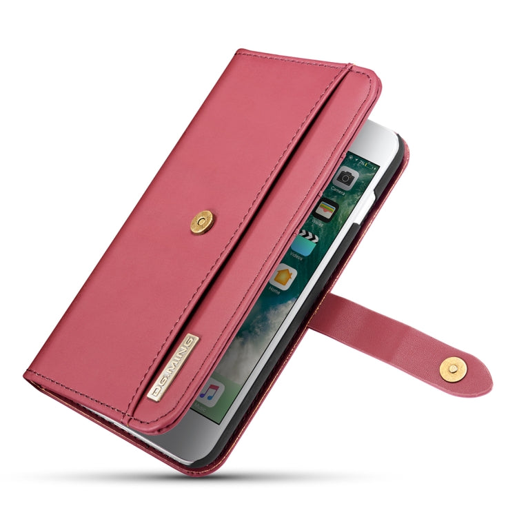 DG.MING Lambskin Detachable Horizontal Flip Magnetic Case for iPhone 8 Plus & 7 Plus, with Holder & Card Slots & Wallet