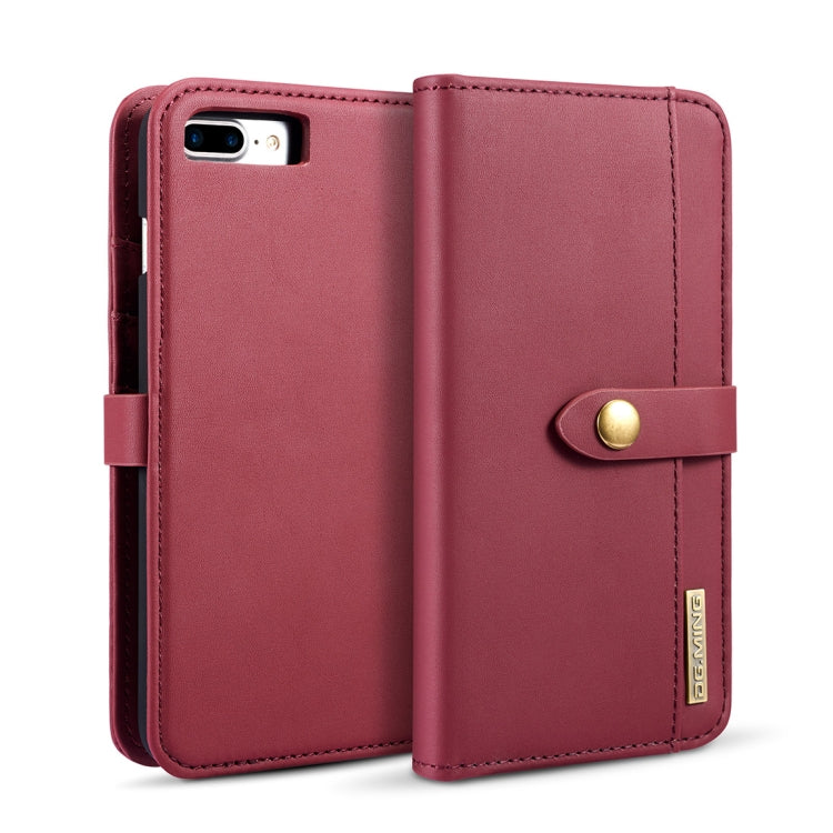 DG.MING Lambskin Detachable Horizontal Flip Magnetic Case for iPhone 8 Plus & 7 Plus, with Holder & Card Slots & Wallet