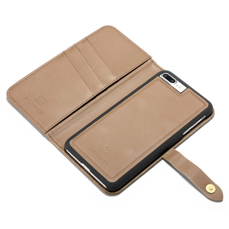 DG.MING Lambskin Detachable Horizontal Flip Magnetic Case for iPhone 8 Plus & 7 Plus, with Holder & Card Slots & Wallet