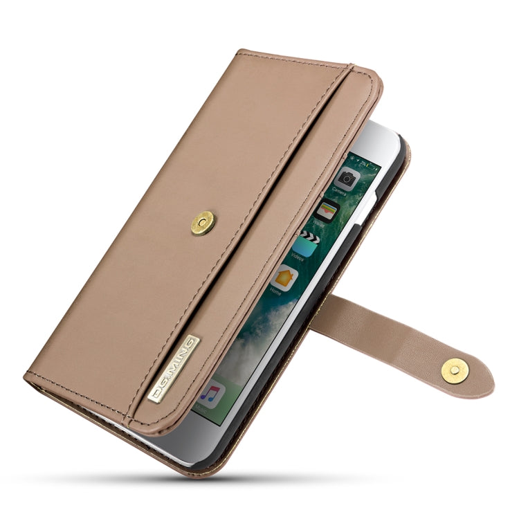 DG.MING Lambskin Detachable Horizontal Flip Magnetic Case for iPhone 8 Plus & 7 Plus, with Holder & Card Slots & Wallet