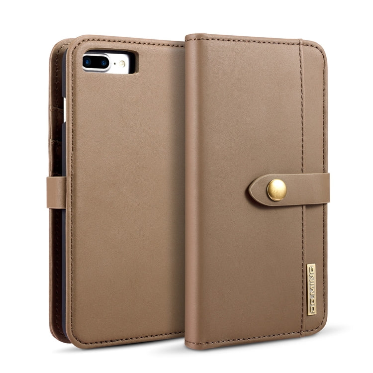 DG.MING Lambskin Detachable Horizontal Flip Magnetic Case for iPhone 8 Plus & 7 Plus, with Holder & Card Slots & Wallet