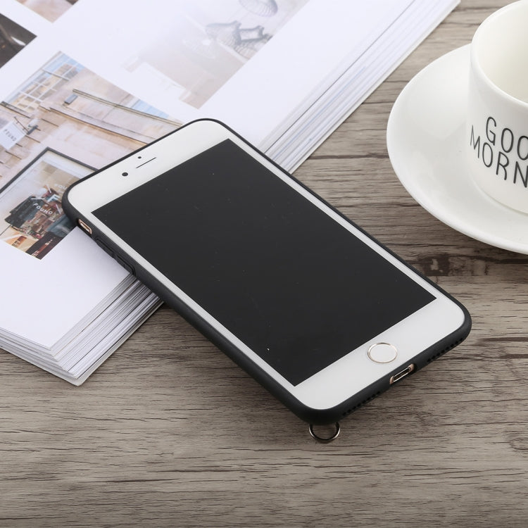 3D Embroidery  Rose Pattern PC Shockproof Protective Case for iPhone 8 Plus & 7 Plus, with Lanyard