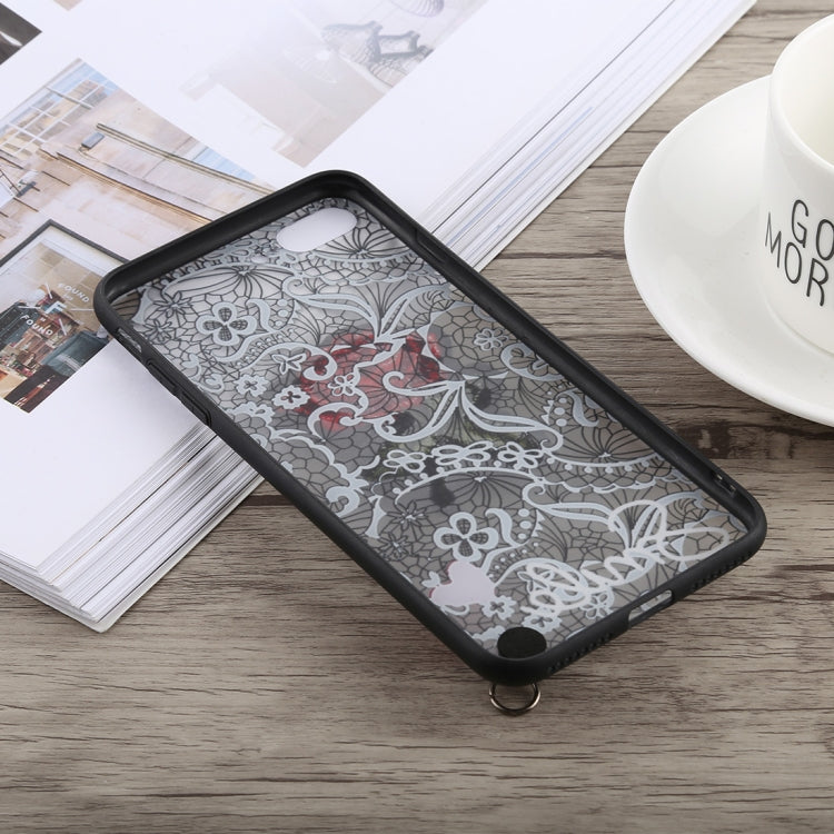 3D Embroidery  Rose Pattern PC Shockproof Protective Case for iPhone 8 Plus & 7 Plus, with Lanyard
