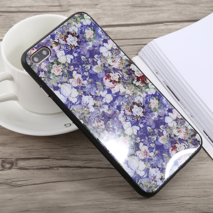 Simple Style Rose Pattern Shockproof Glass Protective Case for iPhone 8 Plus & 7 Plus