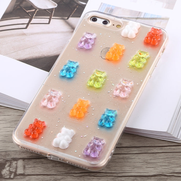 3D Epoxy Bear Pattern Shockproof Soft PC+TPU Case for iPhone 8 Plus & 7 Plus(Transparent)
