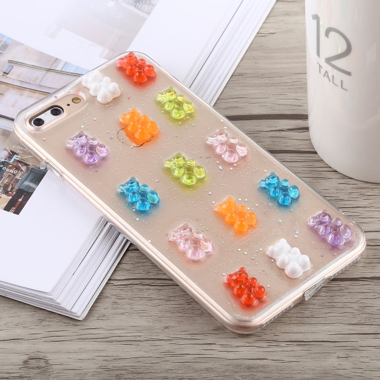 3D Epoxy Bear Pattern Shockproof Soft PC+TPU Case for iPhone 8 Plus & 7 Plus(Transparent)