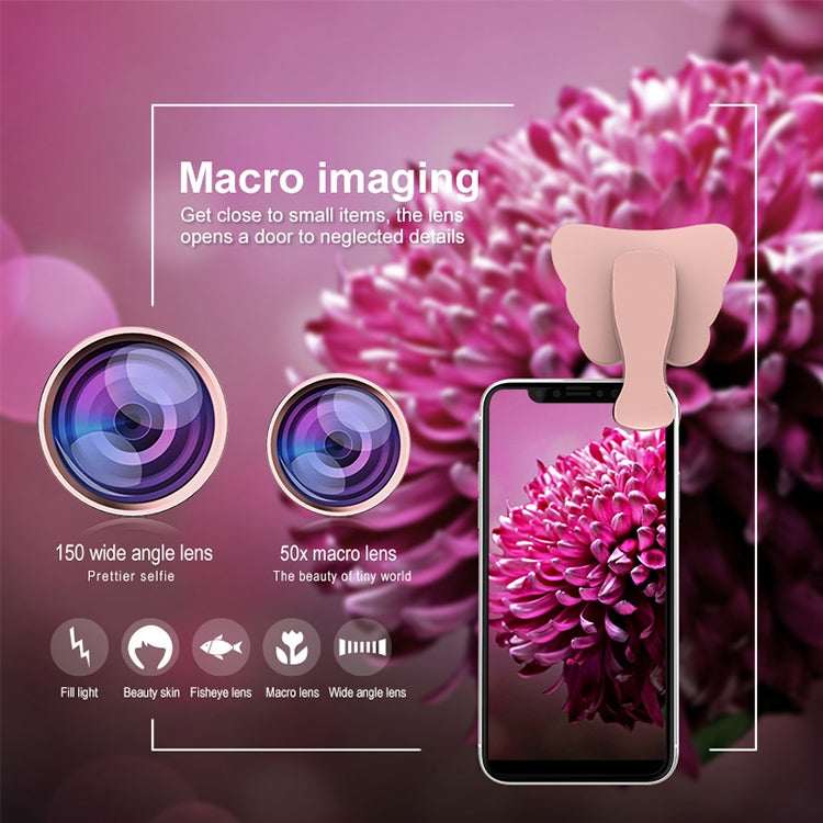 RK28 Multi-function Beauty Selfie Light LED Selfie Clip Flash Fill Light with HD 4K Wide / 50X HD Macro Lens