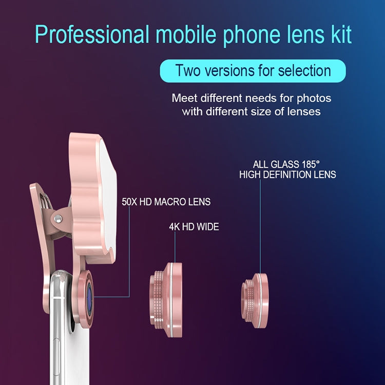 RK28 Multi-function Beauty Selfie Light LED Selfie Clip Flash Fill Light with HD 4K Wide / 50X HD Macro Lens