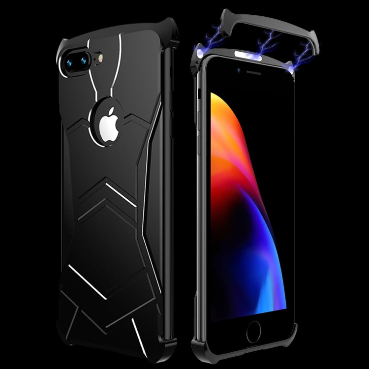 R-JUST Magnet Adsorption Metal Polished Texture Phone Case for iPhone 7P/8P (Black)