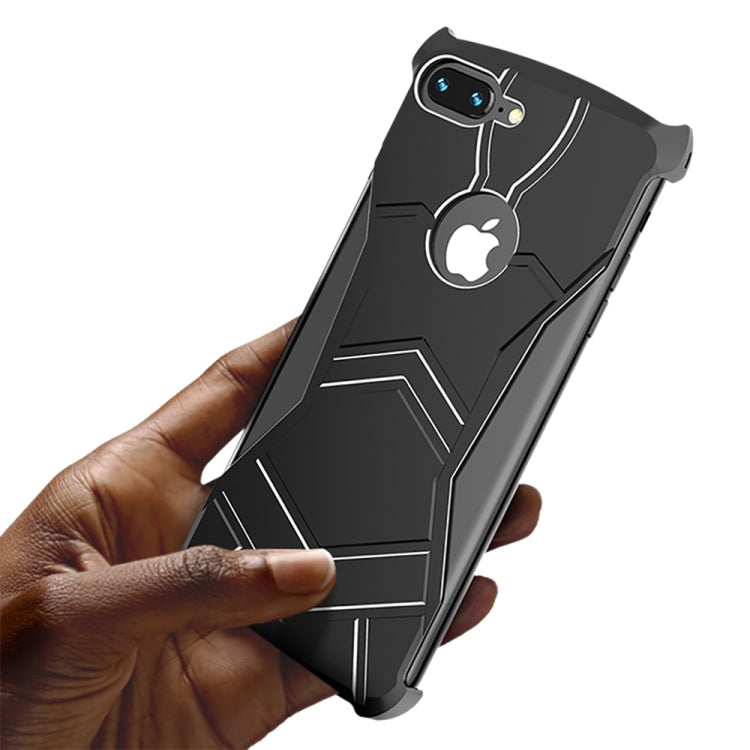 R-JUST Magnet Adsorption Metal Polished Texture Phone Case for iPhone 7P/8P (Black)