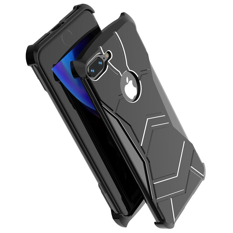 R-JUST Magnet Adsorption Metal Polished Texture Phone Case for iPhone 7P/8P (Black)