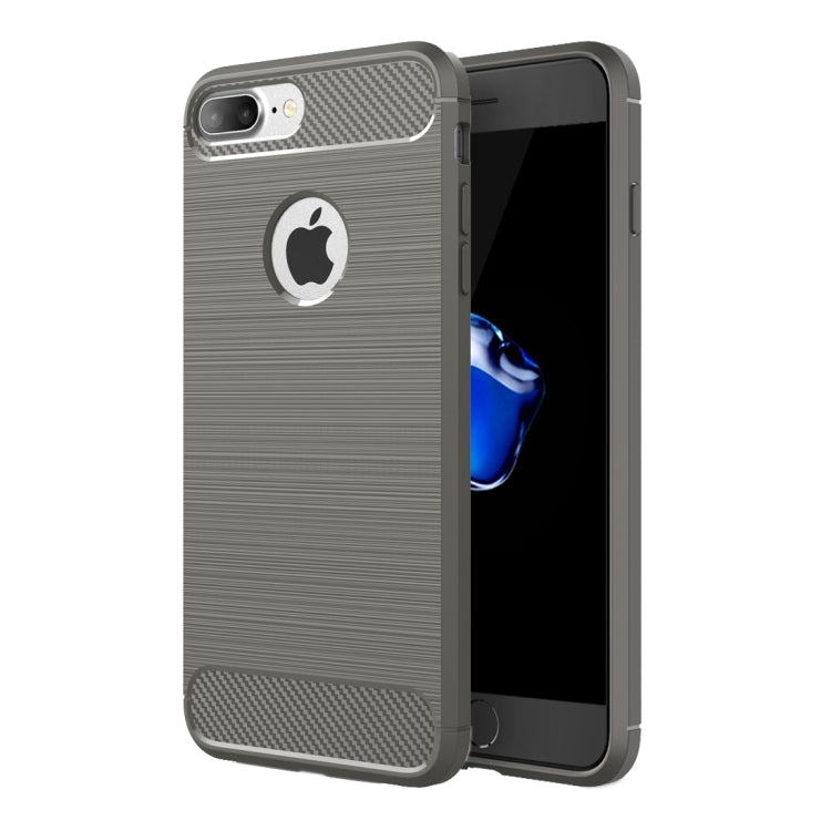 For iPhone 8 Plus Brushed Texture Fiber TPU Rugged Armor Protective Case