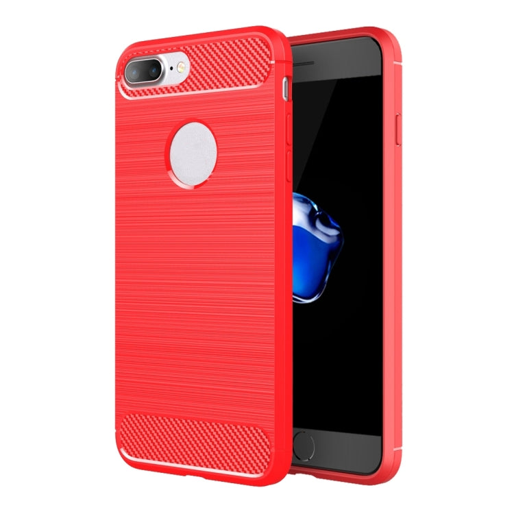 For iPhone 8 Plus Brushed Texture Fiber TPU Rugged Armor Protective Case