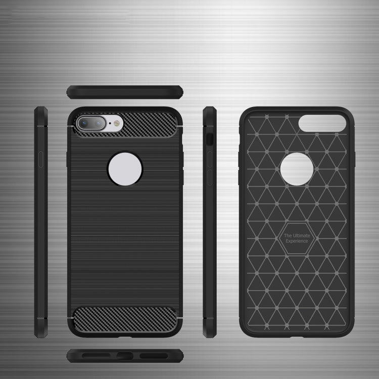 For iPhone 8 Plus Brushed Texture Fiber TPU Rugged Armor Protective Case