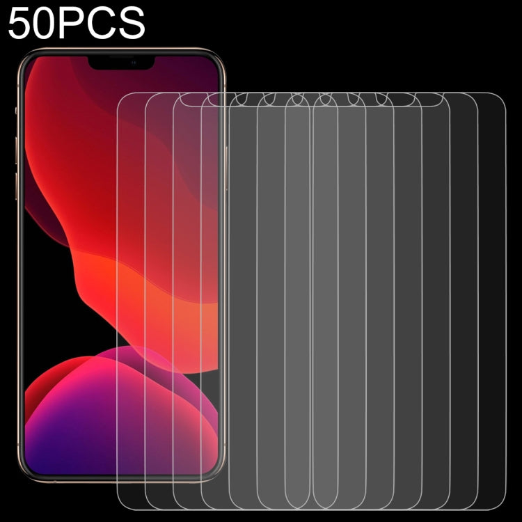 For iPhone 12 / 12 Pro 50pcs 0.26mm 9H 2.5D Tempered Glass Film (Slotted)