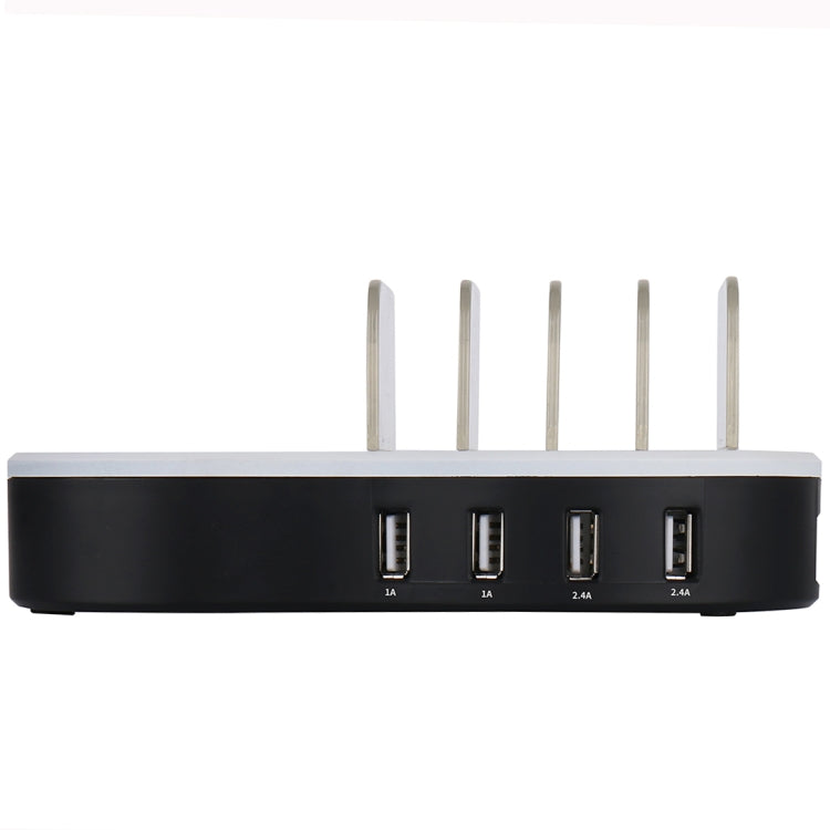 JHW08 Desktop 4-port USB Charge Dock Wireless Charging Station with LED Indicator, For iPad, Laptop, iPhone, Samsung, HTC, Huawei, Xiaomi, and Other Smart Phones