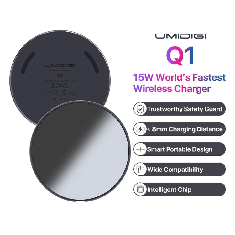 [HK Warehouse] UMIDIGI Q1 10W Fast Charging Qi Wireless Charger Pad with Data Cable, For iPhone, Galaxy, Huawei, Xiaomi, LG, HTC and Other Smart Phones